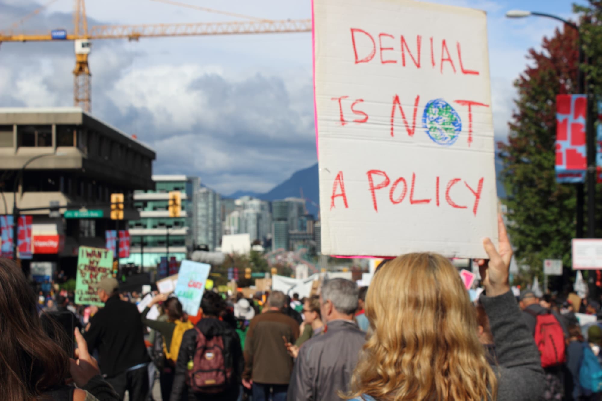 Climate March Sign - "Denial is Not a Policy"