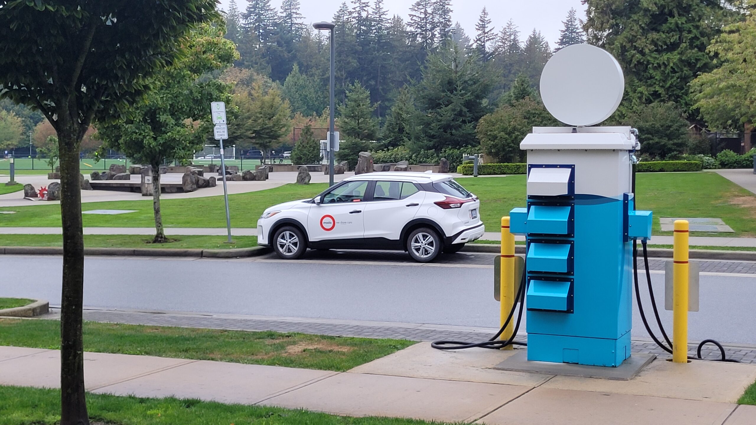 Modo car in car share parking space at UBC turf